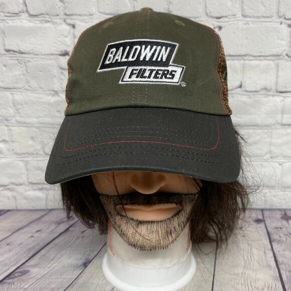 Camo Trucker Hat Mesh Cap Strap Back Baldwin Filters Real Tree AP Camouflage New - Picture 1 of 9